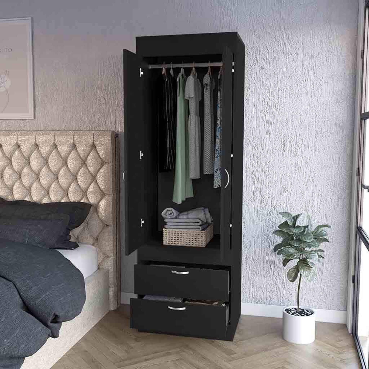 HomeRoots 23" Black Two Drawer Dresser