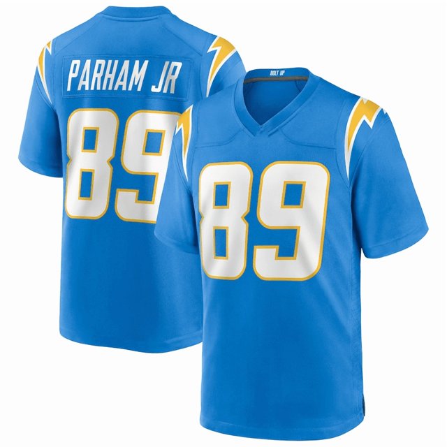 Camiseta de fútbol americano azul de #89 Donald Parham Jr. para hombre - 3XL