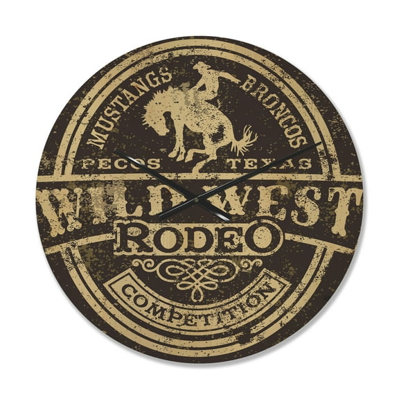 Designart 'Wild West Rodeo Poster' Modern Wood Wall Clock