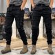 thumbnail image 3 of Pantalones de otoño para hombre, multibolsillos, negros, para motociclista, cargo, para hombre, multibolsillos, de algodón, de gran tamaño, estilo Harajuku, licra, 3 of 5