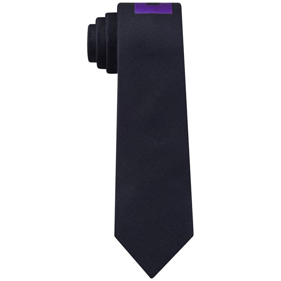 Calvin Klein X Mens Panel Skinny Tie Midnight and Purple Silk Necktie