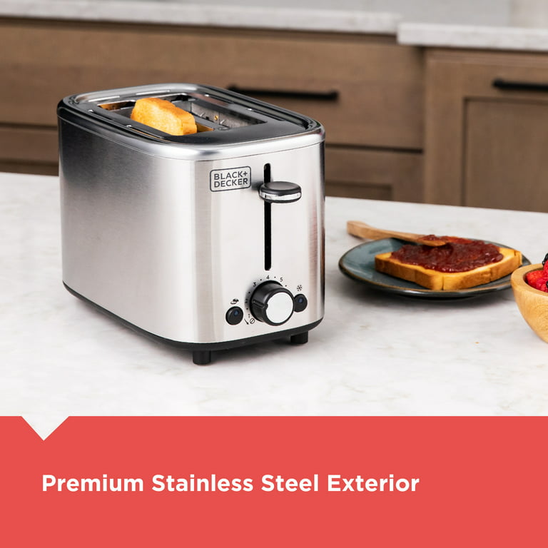 Black & Decker 2-Slice Toaster, Brushed Stainless Steel, 7 Settings