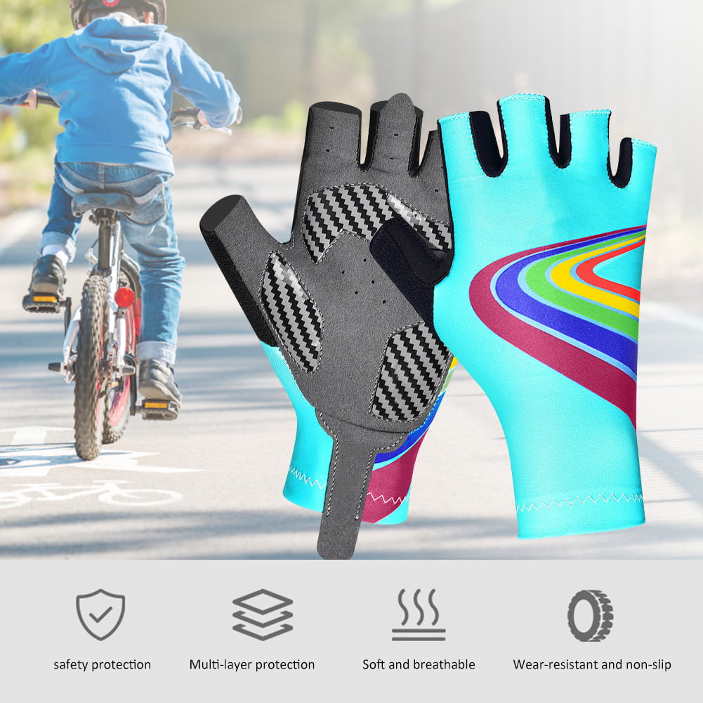 Children Kids Bike Gloves Half Finger Breathable Anti-slip For Sports Cycling 