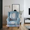 thumbnail image 2 of Polyester Wingback Chair Cover Sofa Cover Armchair Slipcovers Dining Chair Blue, 2 of 5