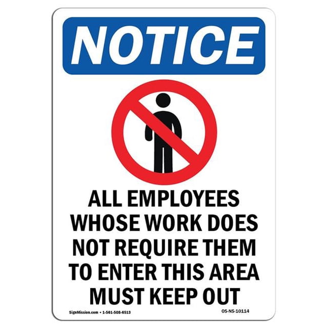 SignMission OS-NS-RD-710-V-10114 Signe d'Avertissement - Tous les Employés Dont