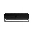 thumbnail image 6 of 58.6" End of Bed Bench with Metal Base, Tufted Upholstered Bedroom Ottoman Bench Seat, Velvet Storage Bench with Flip Top, Black, 6 of 9