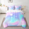 thumbnail image 2 of Ombre Laser Twin Bedding Sets, Shiny Stars Pearl Comforter Set, Gradient Glitter Print Room Decor (Comforter+Fitted+Flat Sheet+2 Pillowcases+2 Throw Pillow Covers) 7 Pieces Bed Set, 2 of 5