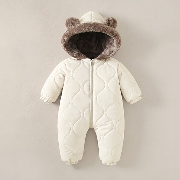 Shachafan Boys Winter Romper Jumpsuit With Ears Warm Lined Thickened Padded Outfit Snowsuit For Toddler 6 Month Baby Boy Clothes