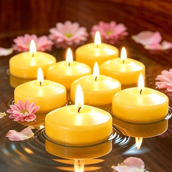 24 Pack Citronella Floating Candles Indoor 2inch Smokeless Dripless Scented Water Candles for Pool, Outdoor & Patio Long Lasting Burn Time