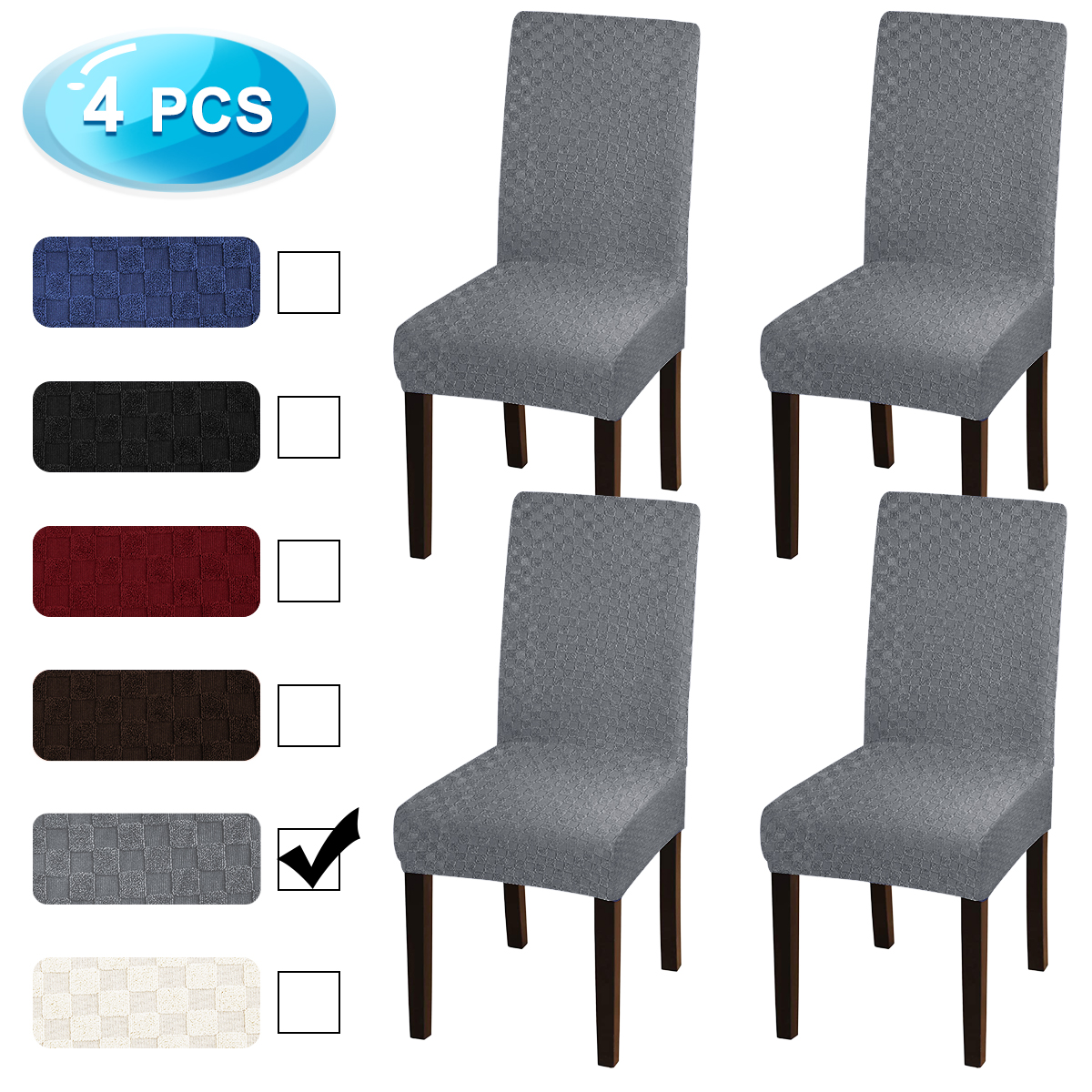 CAVEEN Dining Room Chair Covers 4 Pack Dining Chair Covers with Ties