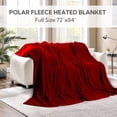thumbnail image 4 of SUNNY HEAT Electric Heated Blanket, 72'' x 84'', Comfortable Polar Fleece, Red, 4 of 6