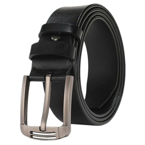 KAKOWELY leather belt 1pc Leather Belt Male Fully Adjustable Casual Belt Square Shape Pin Buckle for Men (Black, 125cm Length)49.21"X1.5"X0.15"