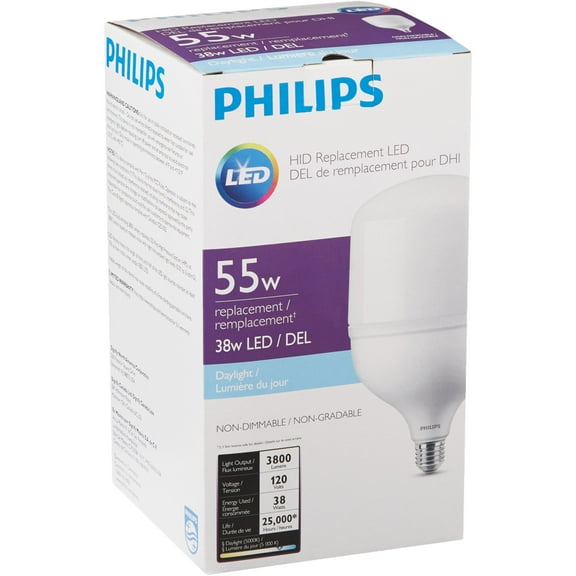 Philips 55W HID Equivalent Frosted T-Shape Medium Base LED High-Intensity Replacement Light Bulb