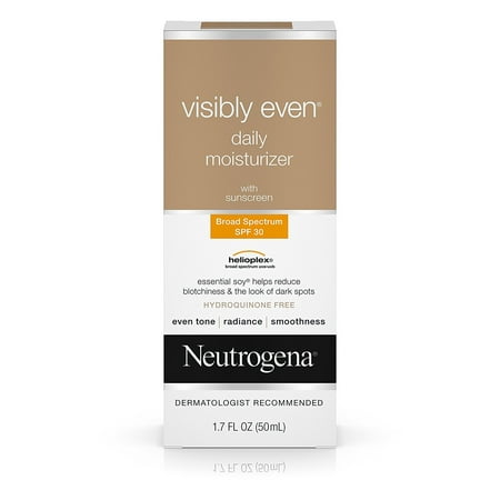 Neutrogena Visibly Even Daily Facial Moisturizer With Broad Spectrum SPF 30 Sunscreen, Essential Soy for Skin Discoloration, Dark Spots, and Even Skin Tone, Hypoallergenic, 1.7 fl. (Best Face Cream For Even Skin Tone In India)