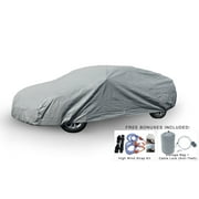 Weatherproof Car Cover For Honda Fit 2001-2019 - 5L Outdoor & Indoor - Protect From Rain, Snow, Hail, UV Rays, Sun & More - Fleece Lining - Includes Anti-Theft Cable Lock, Bag & Wind Straps