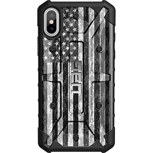 Customized Designs by Ego Tactical Over a UAG- Urban Armor Gear Case for Apple iPhone X/Xs Limited Edition - Dont Tread on Me Flag on US Camo Flag Subdued 5.8 