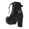 thumbnail image 3 of DbDk DA19 Women Leatherette Chunky Heel Zip Lace Up Combat Boot, 3 of 5