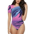 thumbnail image 1 of Fotbe Hawaiian Beach Dolphin Body de Mujer con Cuello Redondo y Mangas Cortas, Sin Mangas Ajustado, Suave, Cómodo y Básico-Small, 1 of 7
