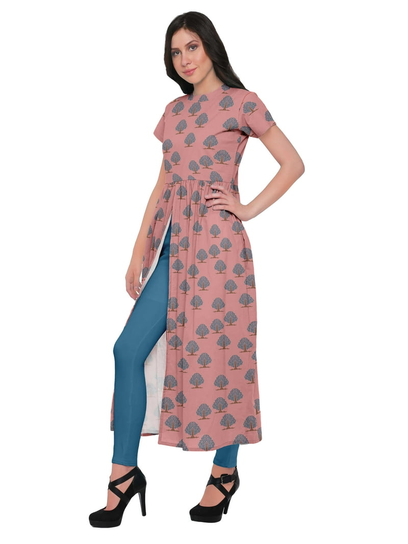 Moomaya Printed Short Sleeve Front Slit Tunic Dresses For Women Indian Clothing - Walmart.com Moomaya Printed Short Sleeve Front Slit Tunic Dresses For Women Indian Clothing - Walmart.com