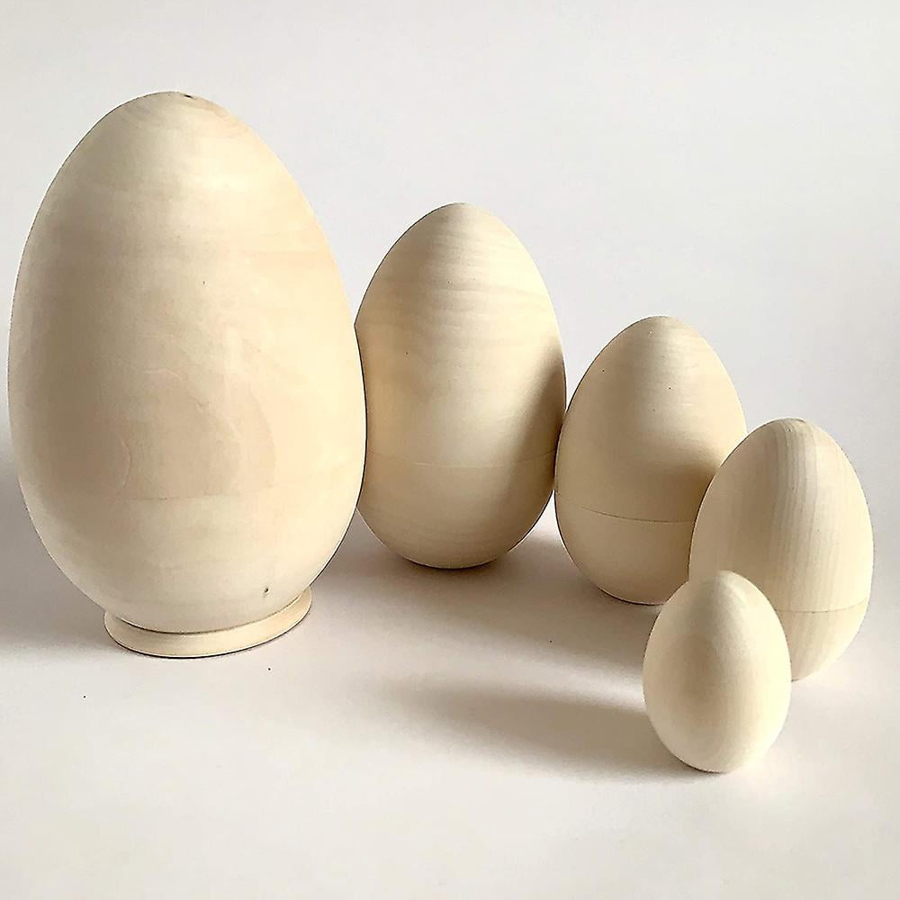 Hollow Wooden Eggs Easter Nesting Eggs Toy Wood Easter Basket Stuffers Gift 5 Hollow Unpainted Eggs DIY