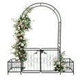 thumbnail image 4 of Garden Arch Trellis, Outdoor Trellis with Gate and Planter Box, Metal Arch for Climbing Plants, Black Arbors and Trellises, 78"W X 19.7"D X 86.2"H, 4 of 8