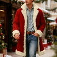 thumbnail image 2 of Santa Jacket Men Christmas Unisex Long Cardigan Fuzzy Flannel Jackets Winter Warm Coat Xmas Holiday Red XXL, 2 of 7