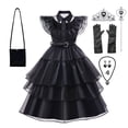 thumbnail image 2 of Addams disfraces de Halloween para niñas, disfraz de princesa de cumpleaños, vestidos de Cosplay de Carnaval de fantasía negra para niños, 2 of 5