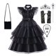 thumbnail image 2 of Addams disfraces de Halloween para niñas, disfraz de princesa de cumpleaños, vestidos de Cosplay de Carnaval de fantasía negra para niños, 2 of 5