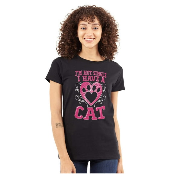 I'm Not Single I Have a Cat Pawprint Womens Fitted Plus Size Graphic Tee Brisco Brands 2X
