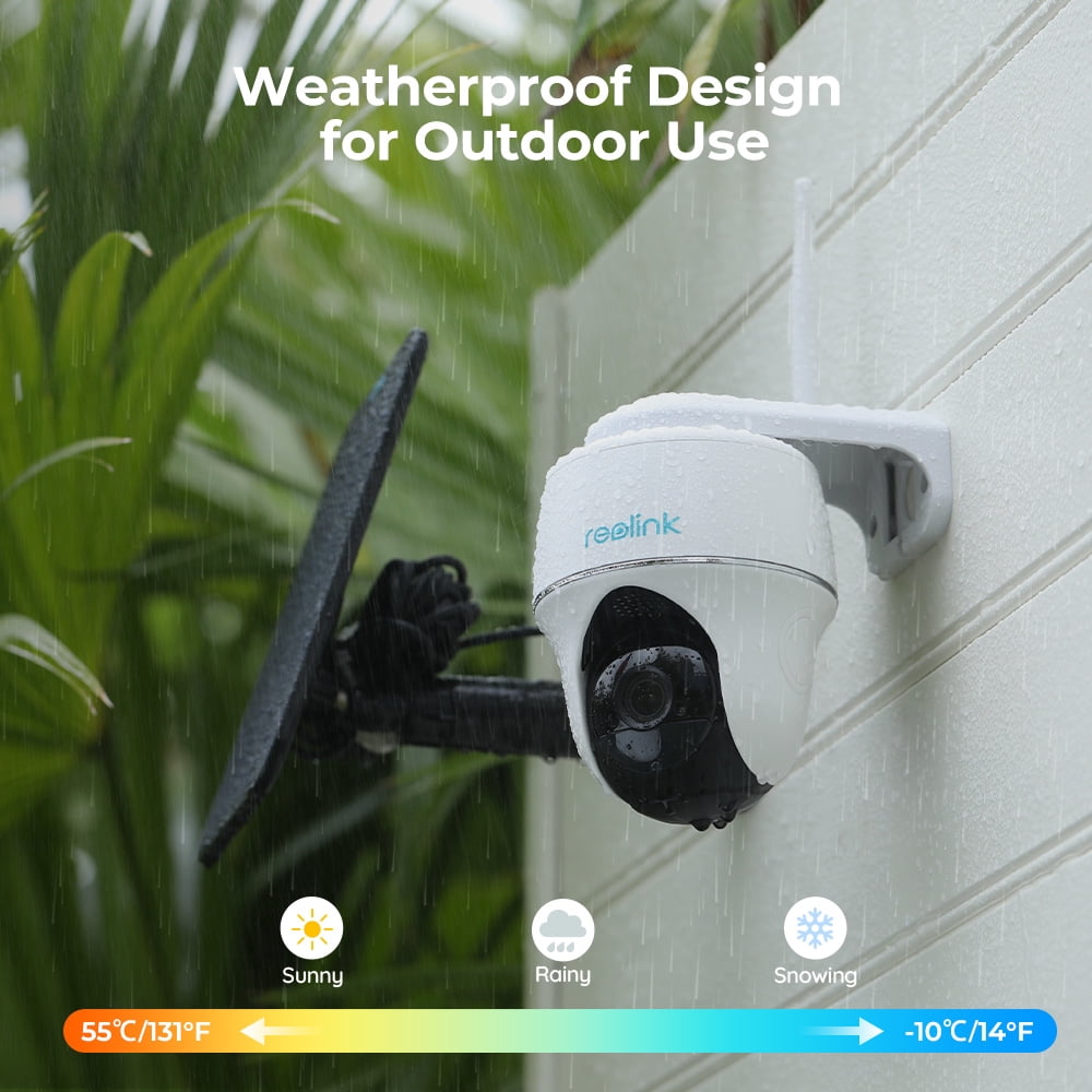 2Pcs Reolink Argus PT 2K with 3W Black Solar Panel -  2K 5MP PTZ 2.4/5GHz WIFI Outdoor Security Battery-Powered IP Camera