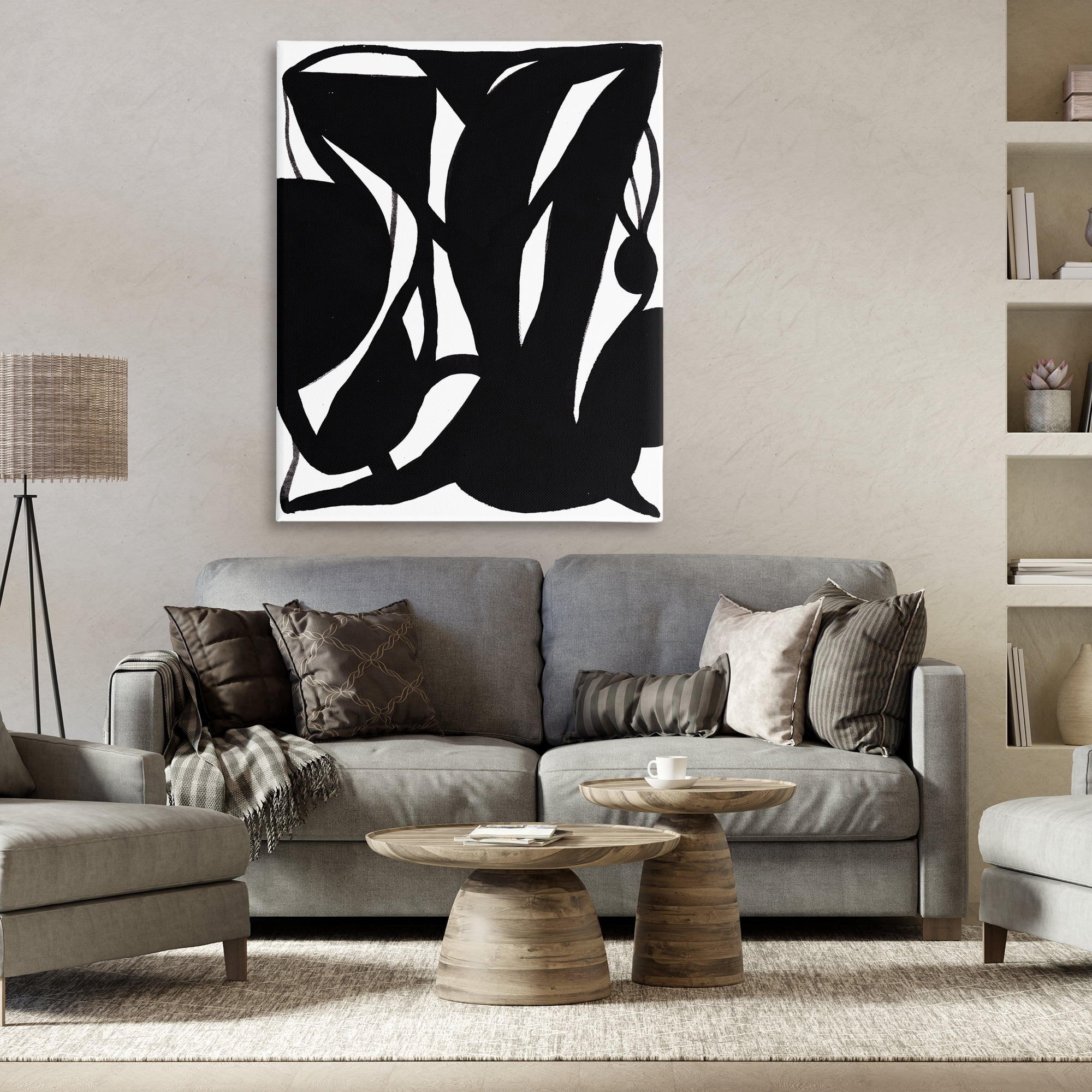 Stupell Industries Black Swirled Ink Abstract Painting Wrapped Canvas Art Print Wall Art, 36 x 48