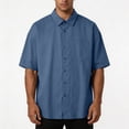 thumbnail image 7 of VgaVtl Short Sleeve Mens Collared Shirt Summer Blue Button Solid Color Mens Tops Casual Minimalist Everyday, 7 of 7