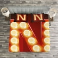 thumbnail image 3 of Ambesonne Letter N Quilted Bedspread Set 3 Pcs, Vintage Movie Theater, King Size, Vermilion Yellow Black, 3 of 3