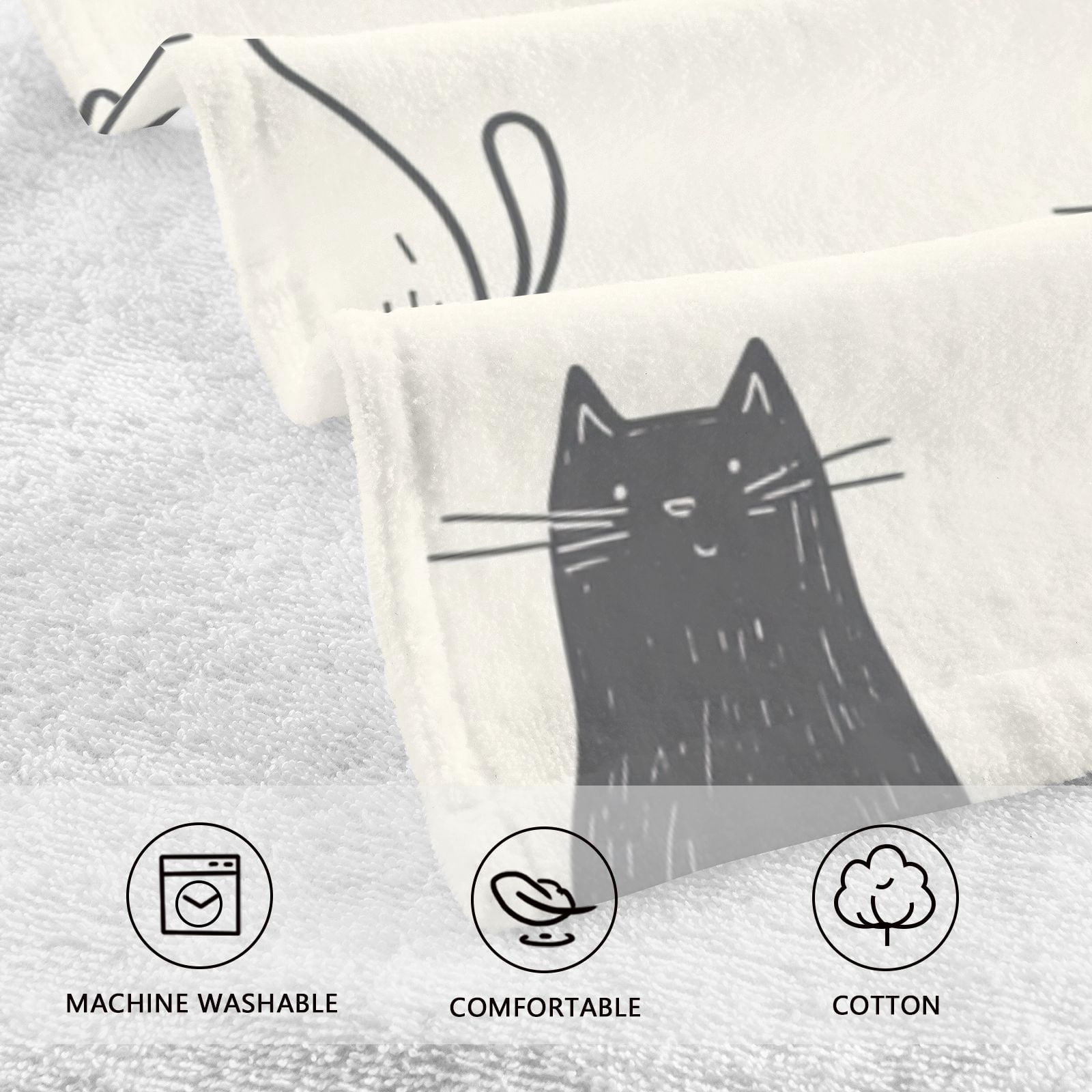 Cats in Cream Background Hand Towels Cotton Bath Towels Large Face Towels Absorbent for Bathroom 2 Packs