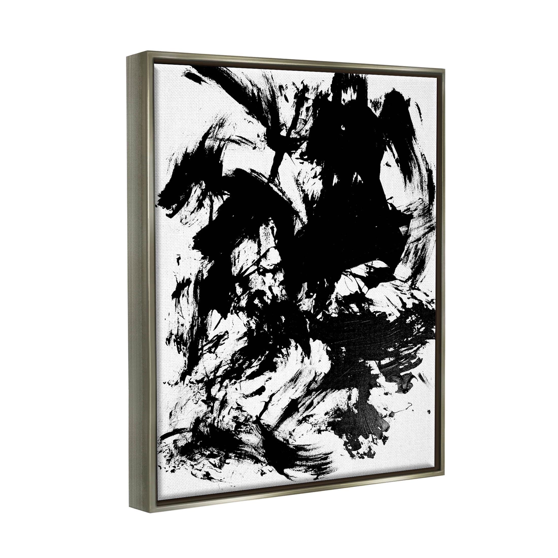 Contemporary Asymmetrical Composition Abstract Graphic Art Luster Gray Framed Art Print Wall Art