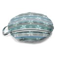 thumbnail image 1 of Floral Round Floor Cushion with Handle, Abstract Cold Colored Flower Petals Pattern with Circling Blooms on Vertical Stripes, Pillow for Living Room & Dorms, 18" Round, Multicolor, by Ambesonne, 1 of 4