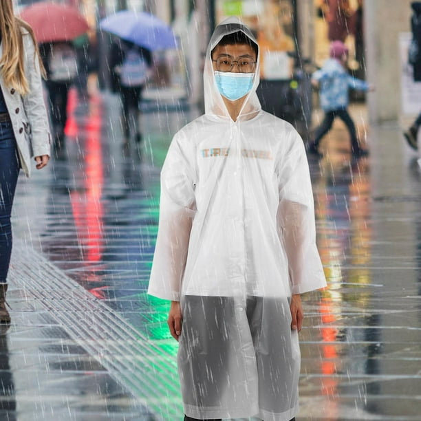 Rain Suit, White Reuseable Waterproof Rain Coat, For Adults Men Women