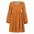 thumbnail image 6 of Womens Tunic Dress Long Sleeve V Neck Casual Loose Flowy Swing Shift Dresses Yellow XL, 6 of 9