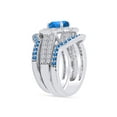 thumbnail image 4 of AFFY Simulated Blue Topaz & White CZ Halo Engagement Bridal Ring Set In 14k White Gold Over Sterling Silver Ring Size-8.5, 4 of 6