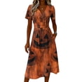 thumbnail image 4 of Womens Halloween Dresses Pumpkin Ghost Short Sleeve Funny Dress V Neck Spooky Causal Dresses, S, 4 of 5
