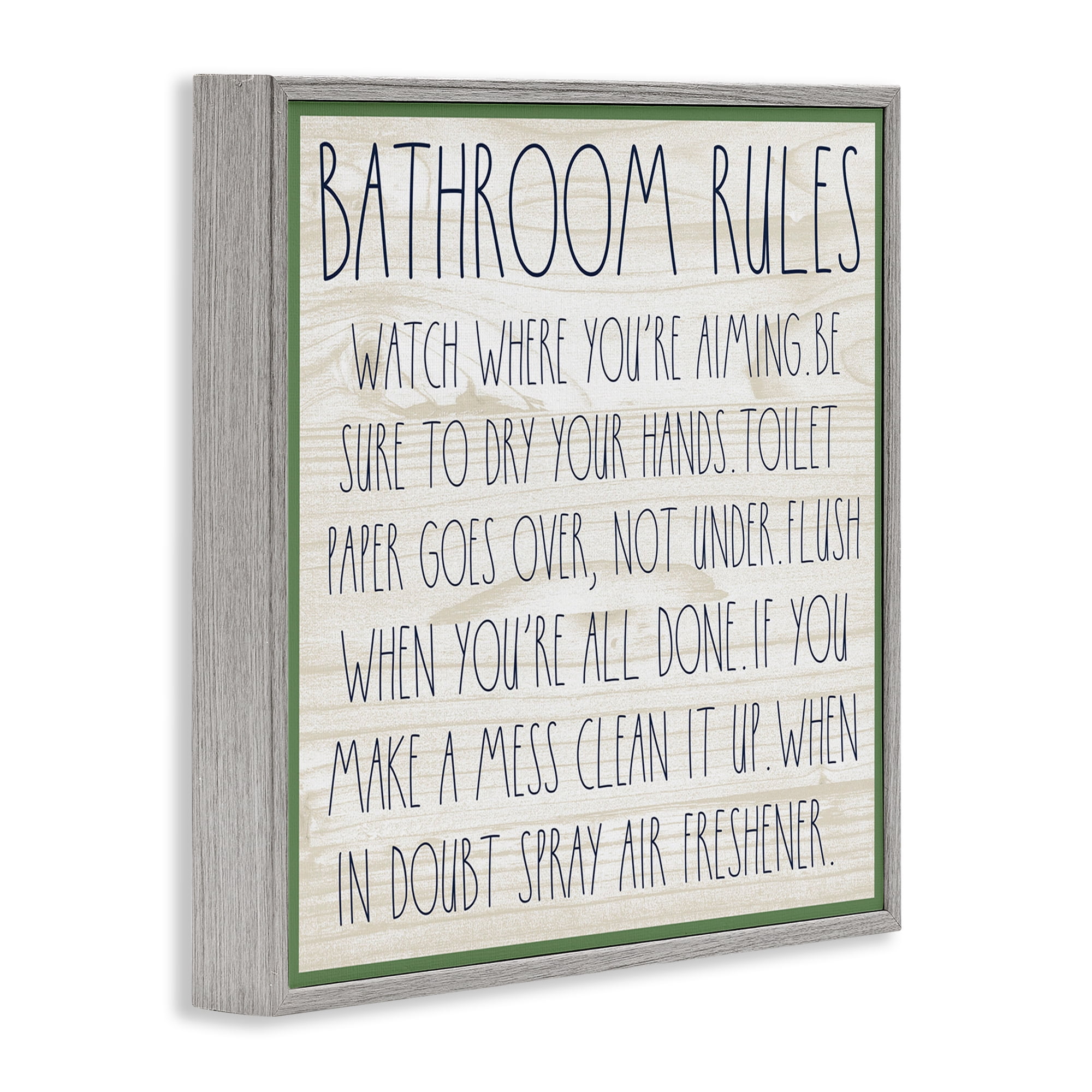 Stupell Industries Rustic Chic Bathroom Typography Painting Gray Framed Art Print Wall Art, 17 x 17