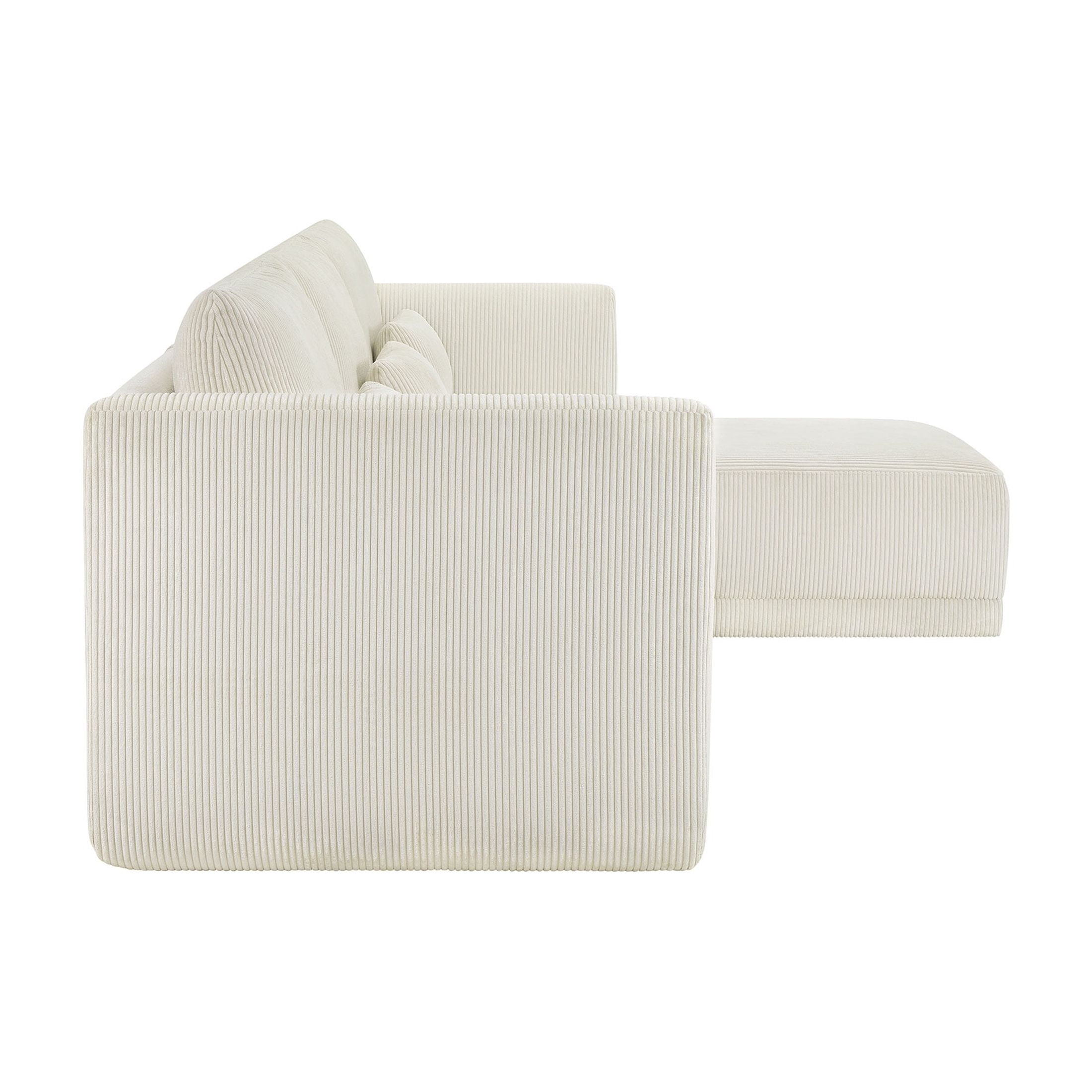 Beautiful Drew Modular Sectional Sofa with Ottoman by Drew Barrymore, Vanilla Cord