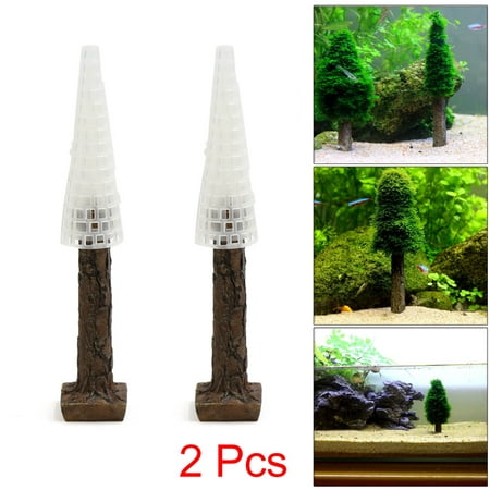 2Pcs Plastic Moss Christmas Tree Trunk Aquascape Ornament for Aquarium Fish