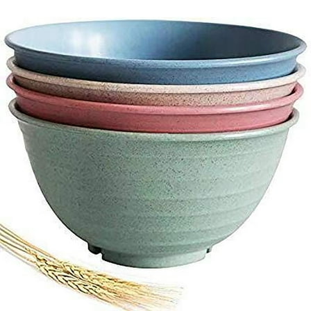Wheat Straw Cereal Bowls, Microwave & Dishwasher Safe Soup and Salad Bowls, Set of 4, BPA Free, Multicolor