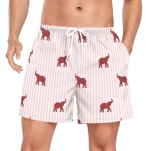 FORMRS Mens Swim Trunks Mesh Liner Quick Dry Casual Beach Board Shorts with Pockets, Sizes S-2XL, Abstract Elephant Pattern