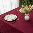 thumbnail image 5 of Spring Jacquard Rectangle Tablecloth, Waterproof Damask Rose Floral Pattern Table Cloth, Washable Decorative Polyester Table Cover for Kitchen/Dining/Parties - Burgundy, 60 x 84 Inch, 5 of 6