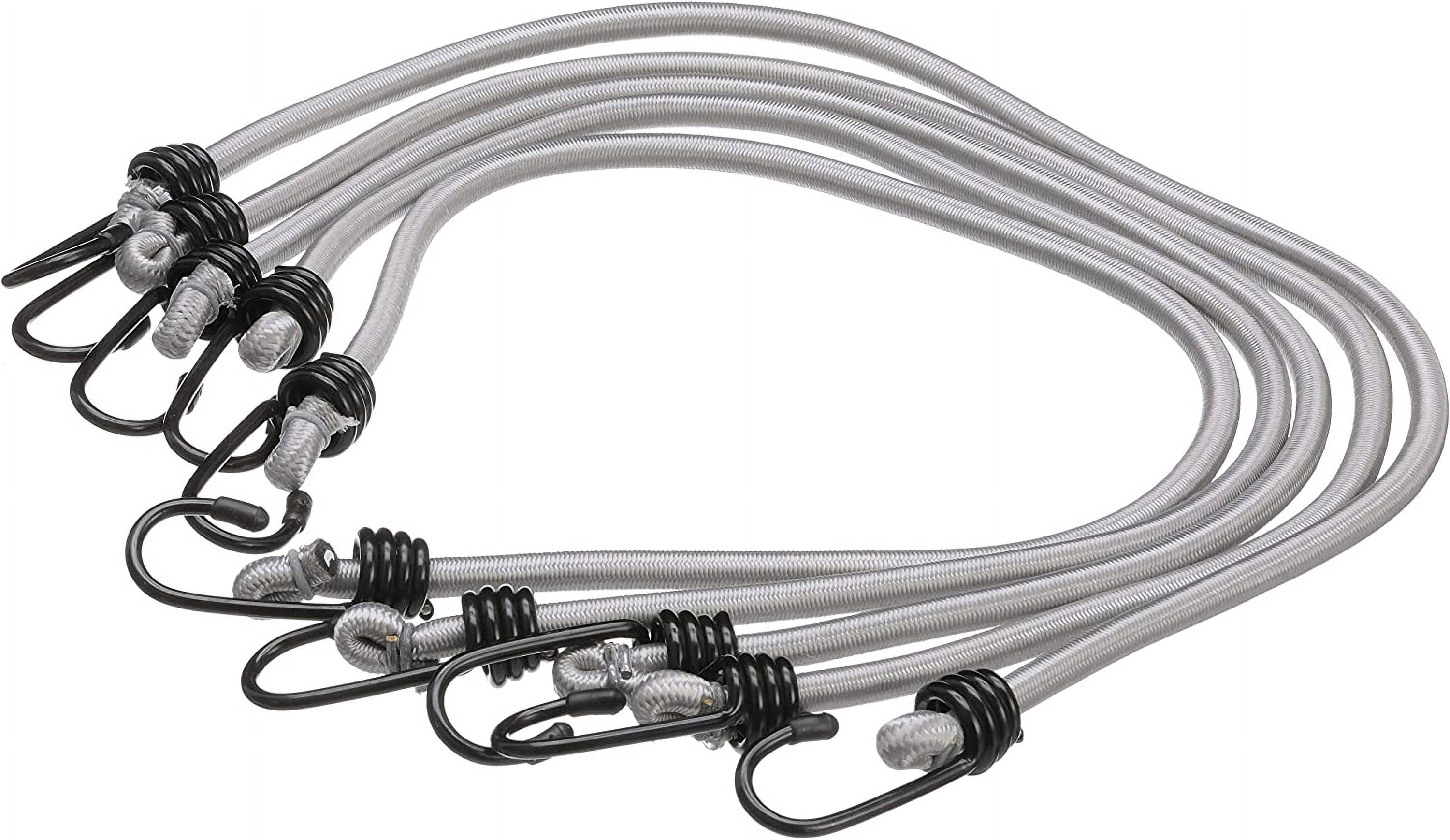 Elastic Shock Bungee Cords, 3/4 in. Hooks, 30 in. Long, Pack of 5