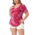thumbnail image 4 of Agnes Orinda Women's Plus Size Blouses Casual V Neck Short Sleeve Tie Dye Summer Tops 4X Burgundy, 4 of 6