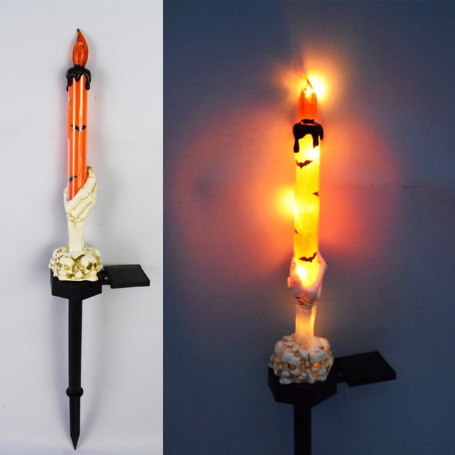 Wmhnj Juego de 6 velas solares con forma de calavera para Halloween, luces LED para decoracin de exteriores, ideal para fiestas en el jardn, patios y caminos, decoracin espeluznante.