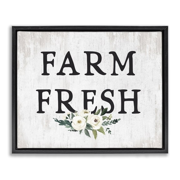Stupell Industries Shabby Chic Farm Fresh with Roses Black Floating Frame Canvas Art, 21 x 17, by Lettered and Lined